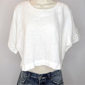 DKNY PURE - Linen Top with Studded Sleeves